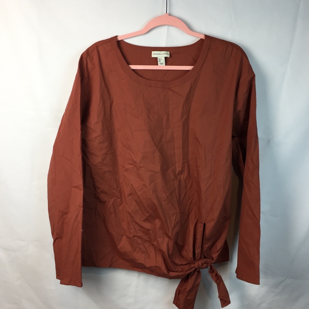 Adrienne Vittadini Orange Long Sleeve Blouse Large